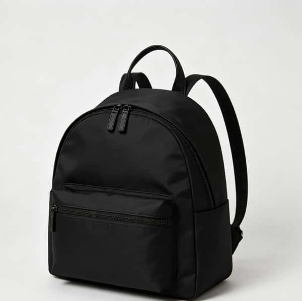 Minimalist Black Nylon Backpack